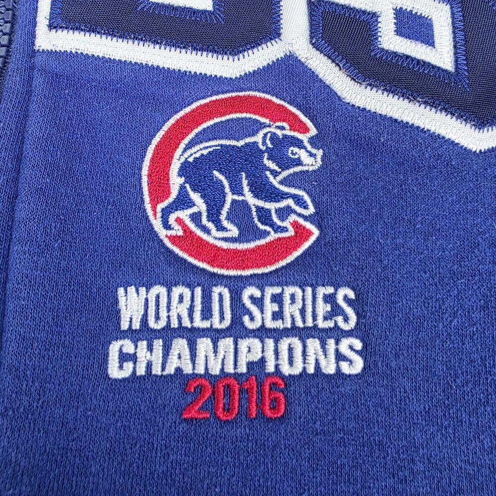 Chicago Cubs Hoodie Womens Small Blue MLB Baseball 2016 World Series Thumb Holes - Picture 11 of 16